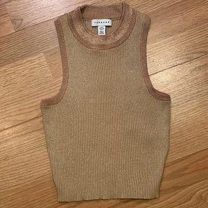 Topshop Gold Knit crop top Size 4